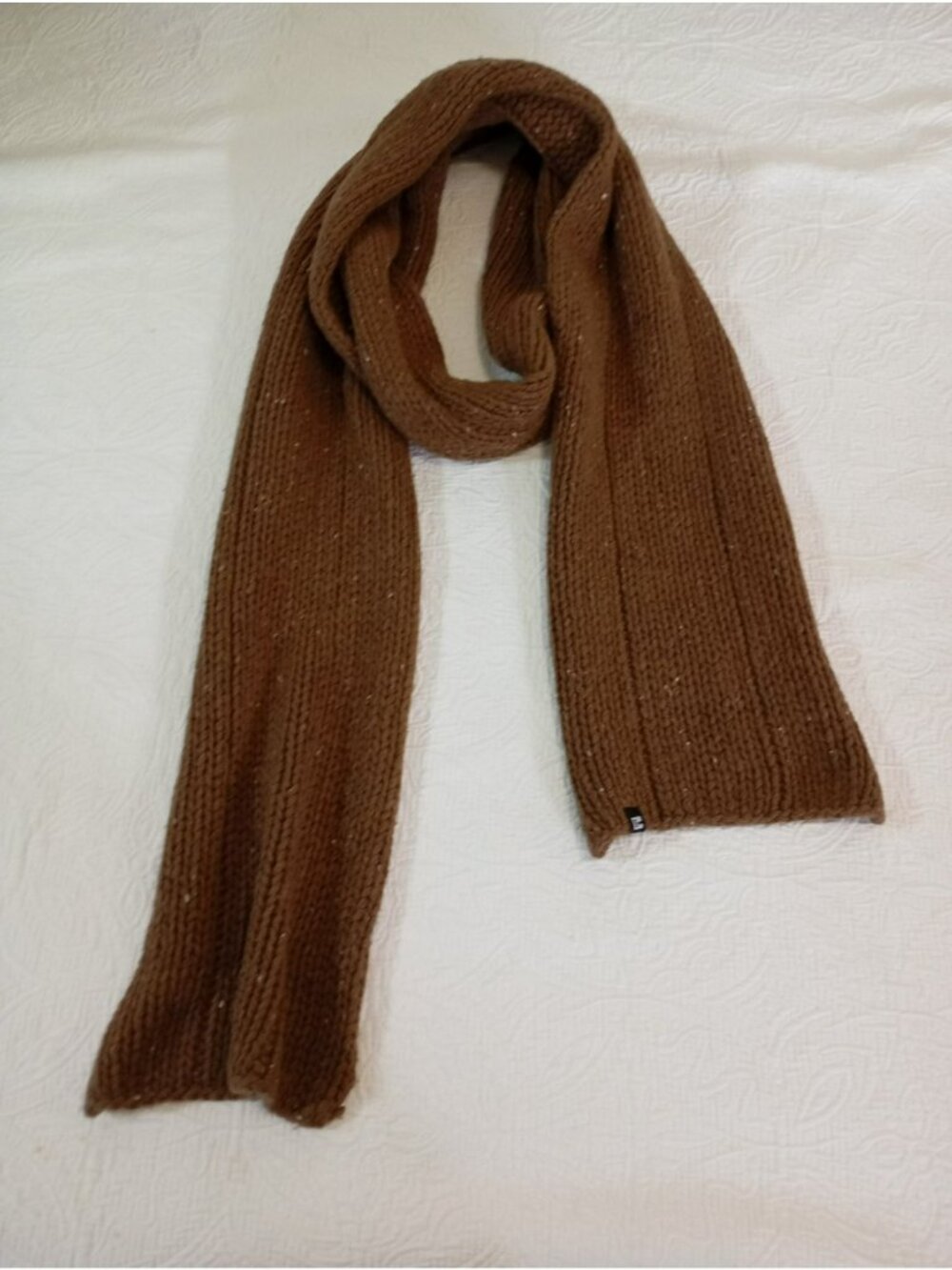 Brown Knit Lambswool Scarf By Block Headwear OSFA Speckled Detailing unisex